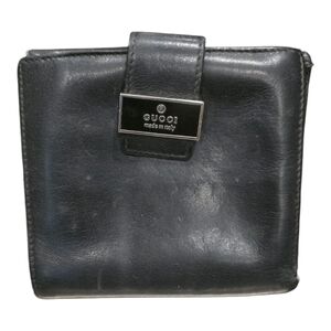 Gucci Black Leather Wallet with Silver Accent